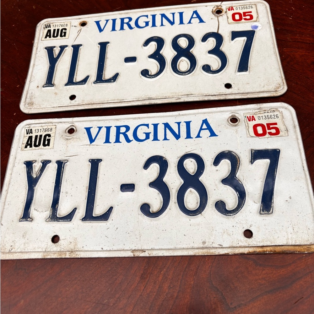 Virginia License Plate Wall Accent - White and Blue YLL 3837